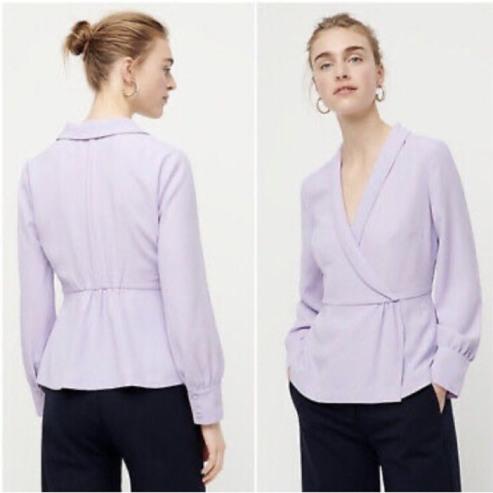 J. Crew Crepe Faux Wrap Top Lavender Purple